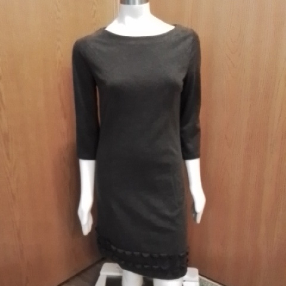 Boden Charcoal Gray 3/4-length-sleeve Dress, Ruffled Bottom, 8 Reg.